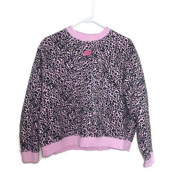 Nike Tops - Nike Pink Leopard Crew Neck Sweatshirt Size Small